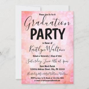 Pink Bokeh Graduation Party Invitation