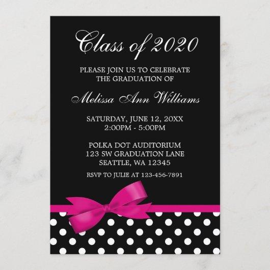 Pink Bow Polka Dots Graduation Announcement