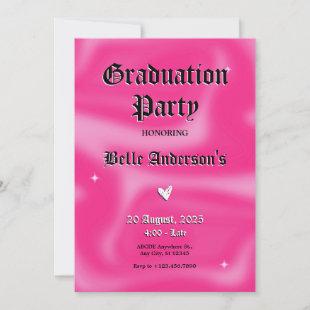 Pink Brushstrokes y2k retro Graduation bachelor Invitation