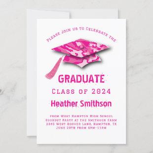 Pink Camo Graduation Party Invitation