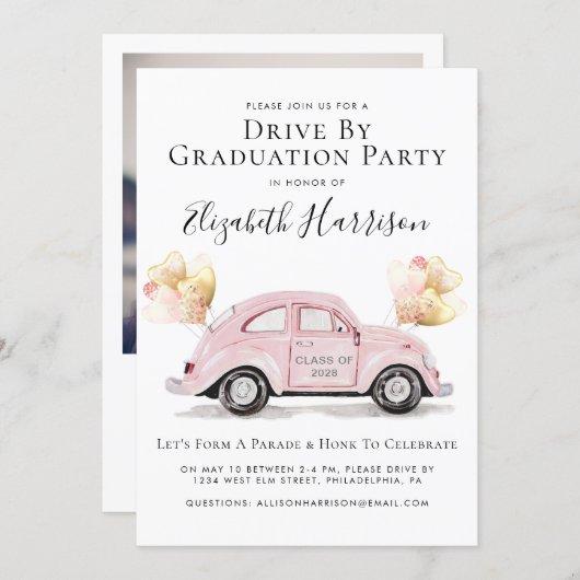 Pink Car Graduation Drive By Party Invitation