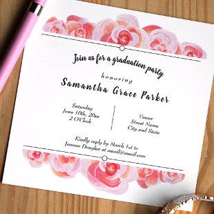 Pink & Creamsicle Botanical Roses Party Invitation