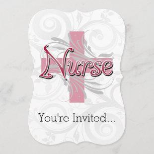 Pink Cross/Swirl Nurse Invitation