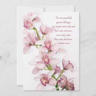 Pink Cymbidium Orchid Floral Graduation Invitation