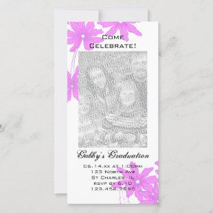 Pink Daisy Graduation Party Invitation Photo Card