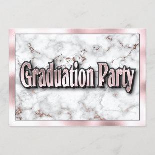 Pink Faux Foil Marble Graduation Party Invitation