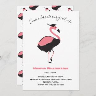 Pink Flamingo Animal Graduation Invitation