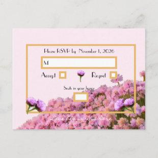 Pink floral and gold RSVP Postcard