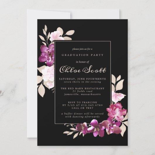 Pink Floral Class of 2021 Graduation Party Invitation