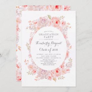 Pink Floral | Elegant Vintage Graduation Party Invitation