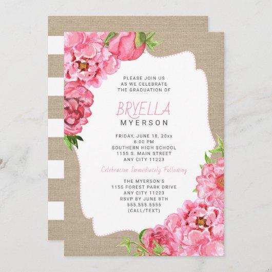 Pink Floral Graduation ceremony party invitations
