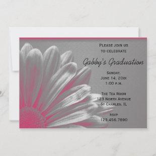 Pink Floral Highlights Graduation Party Invitation