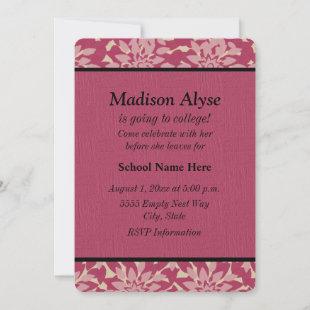 Pink Floral "Off To College" Invite