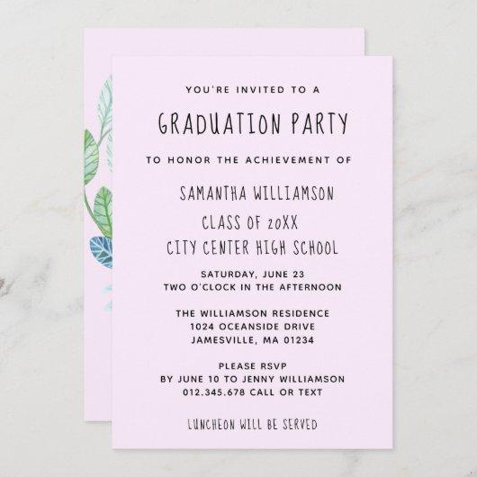 Pink Floral Photo Graduation Party Invitation