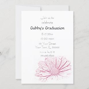 Pink Flower Graduation Party Invitation