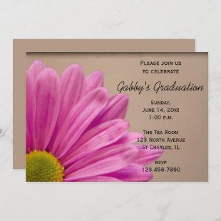 Pink Gerber Daisy Graduation Party Invitation