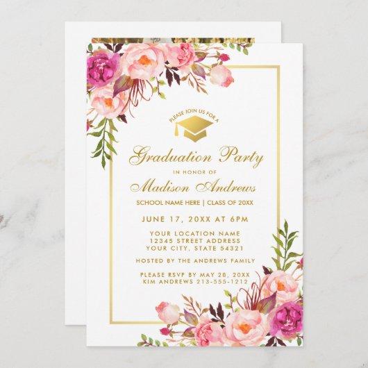 Pink Gold Graduation Party Invite - Photo Back