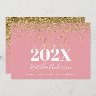 pink gold script modern elegant graduation  invitation