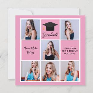 Pink Graduate Photo Collage 2024 Graduation Announcement
