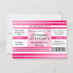 Pink Graduation or Party Admission Ticket Invitation