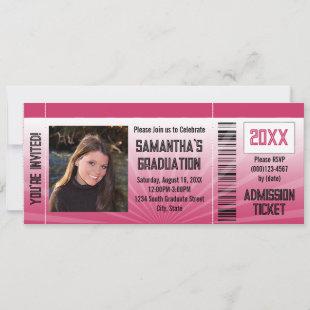 Pink Graduation Party Ticket Invitation