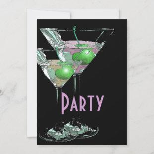 Pink green elegant formal party invitation