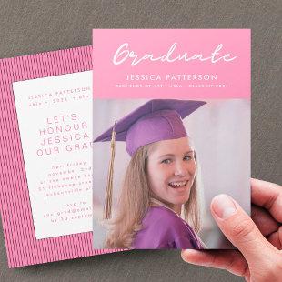 Pink Handwriting Graduate Editable Graduation Announcement