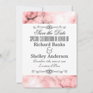 Pink Marble Trim with Fancy Elements Save The Date