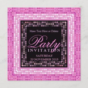 Pink Modern Lights Disco Dance Party Invitations