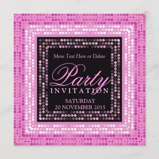 Pink Modern Lights Disco Dance Party Invitations