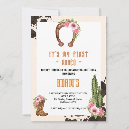 Pink My First Rodeo Cowboy  Invitation