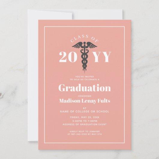 Pink Nurse Graduate Modern Minimalist Dusty Rose Invitation