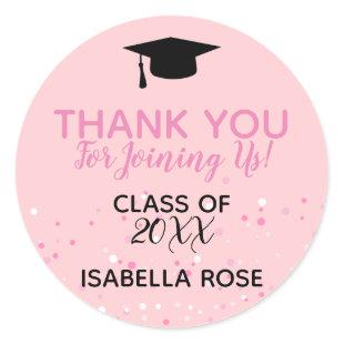 Pink Ombree Graduation Classic Round Sticker