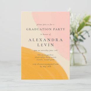 Pink Orange Abstract Watercolor Graduation Party Invitation