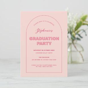 Pink Outline Bold Type Graduation Party Invitation