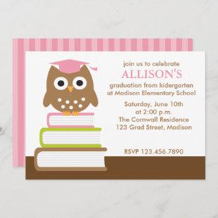 Pink Owl Girls Graduation Invitation