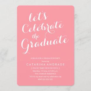 Pink Photo Graduation Party Girly Modern Script Invitation
