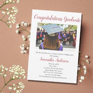 Pink Photo graduation party invitation