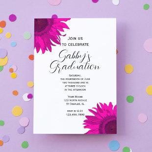 Pink Pop Art Flower Graduation Party Invitation