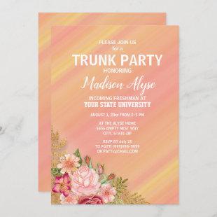 Pink Red Garden Floral Yellow College Trunk Party Invitation