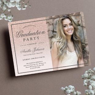 Pink Rose Gold Glitter ombre Graduation Party Invitation