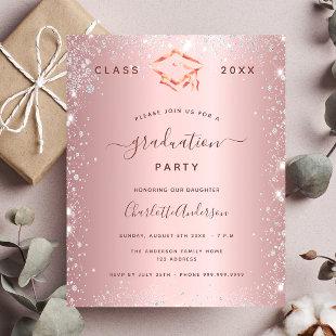Pink silver graduation party budget invitation flyer