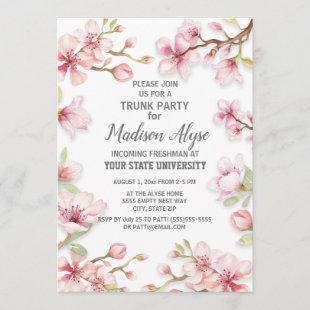 Pink Spring Garden Floral College Trunk Party Invitation