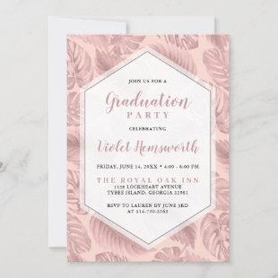 Pink Tropical Geometric Graduation Invitation