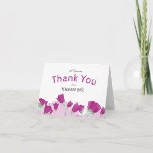 Pink Tulips Sweet 16 Thank You Cards