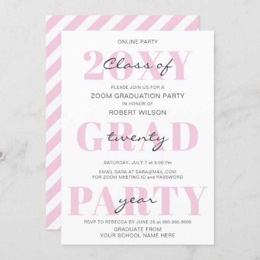 Pink Typography Modern Online Graduation Party Invitation