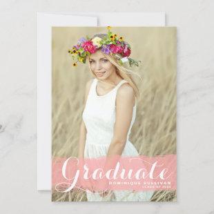 Pink Watercolor Class of 2024 Photo Graduation Announcement