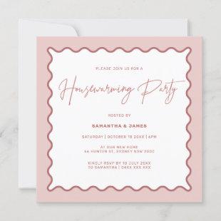 Pink Wavy Border Housewarming Party Invitation