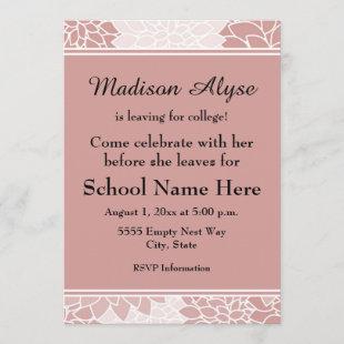 Pink White Floral Leaving for College Party Invite