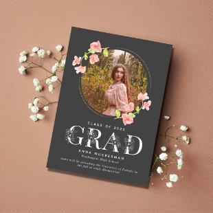 Pink Wildflower Digital High School Graduation Announcement